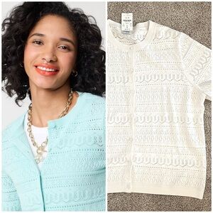 J. Crew Pointelle cardigan sweater